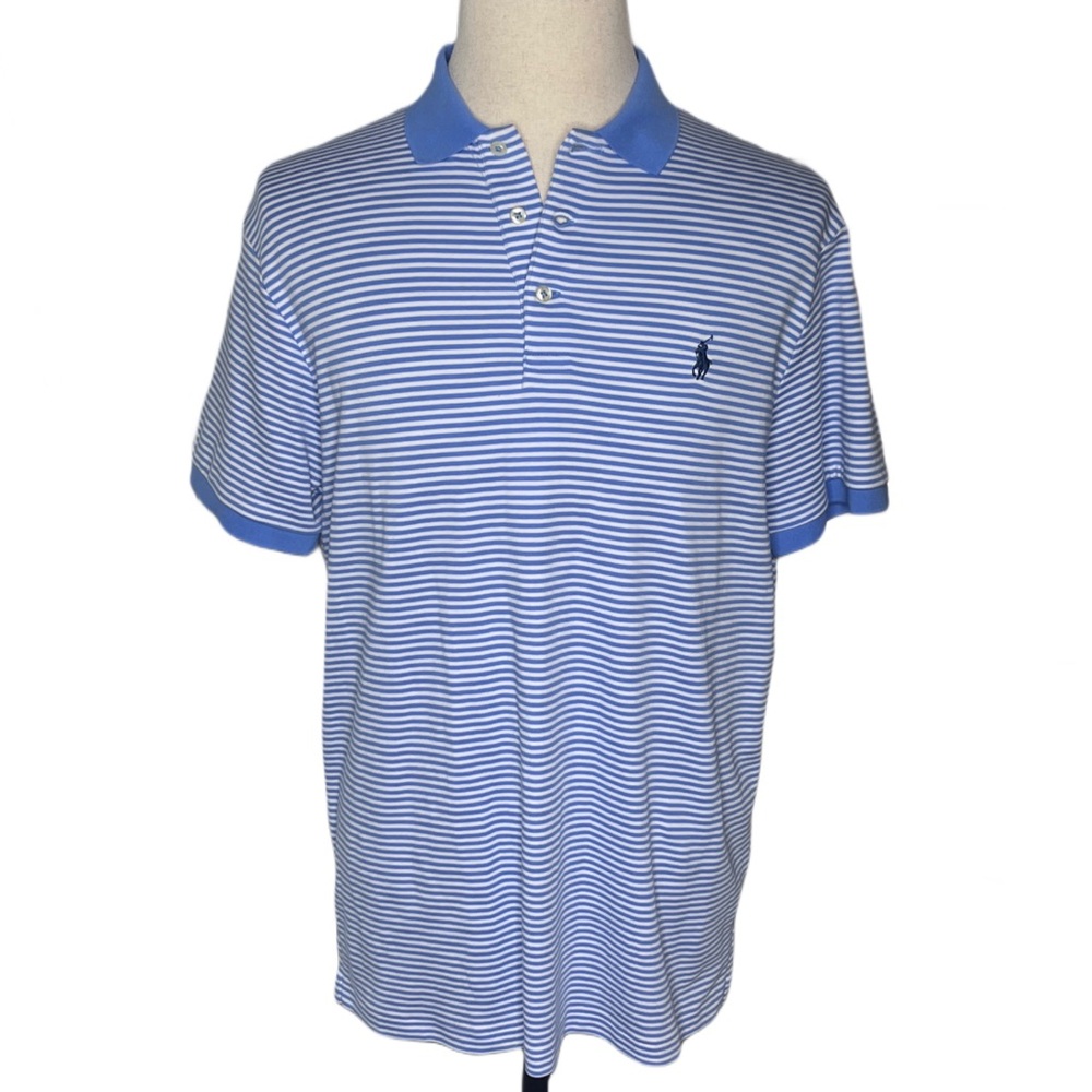 Ralph Lauren Striped Polo in Blue and White